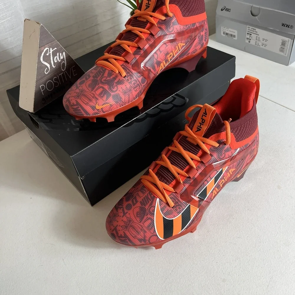 Nike Football Cleats Men Size 9 Alpha Menace 4 Elite‎ NRG Red Orange FQ4046-600